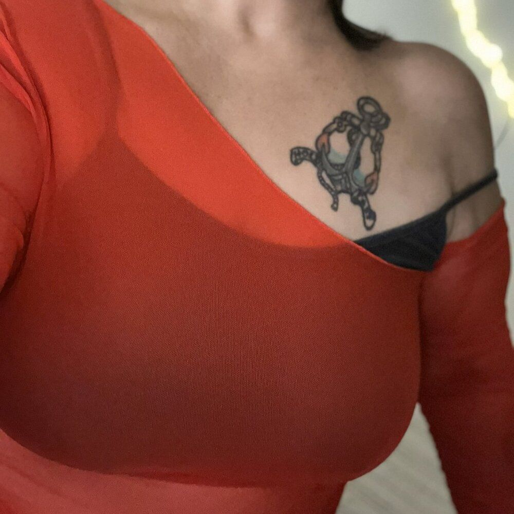 Sexy Red Sheer Mesh Ruched One-Shoulder Top